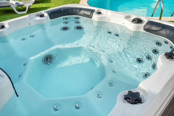 Luxury bathtub, jacuzzi for therapeutic massage and relaxation.